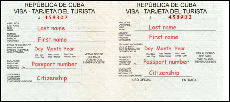 cuba visa tourist card